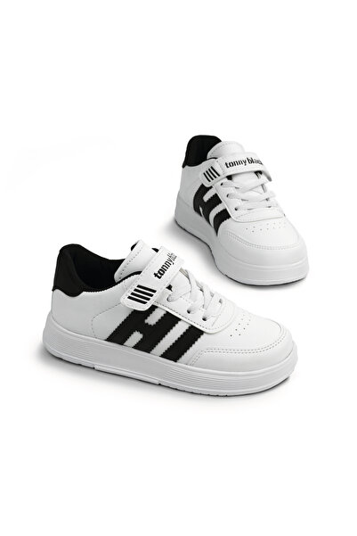 Tonny Black Children's Unisex White Black Comfortable Fit Flat Light Sole Sne...