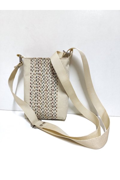 minart design Cream Colored Water Drop Patterned Messenger Bag Suitable for Carrying Mobile Phones