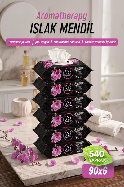 Papilion Aromatherapy Orchid Scented Wet Wipes 90 Sheets Pack of 6 Alcohol-Fr...