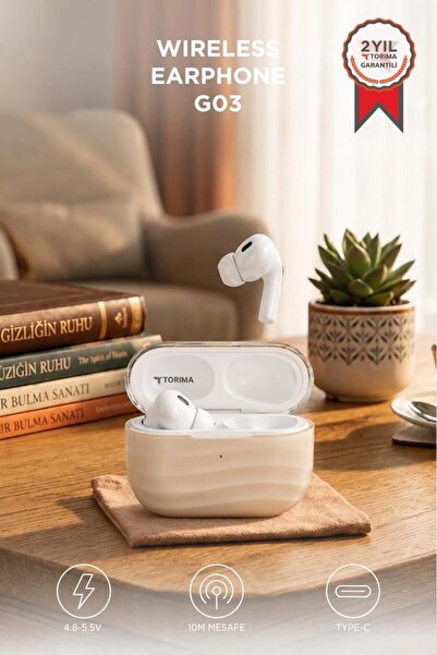 Torima Bluetooth Kulaklık Kulak İçi Kablosuz Kulaklık G03 Bej