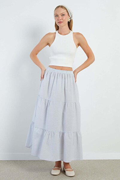 Fulla Moda Striped Layered Maxi Skirt