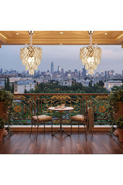 Alessandro DESIGN Candelabru Cristal VECTOR Petito 3xE14, Diametru 28cm, Auri...