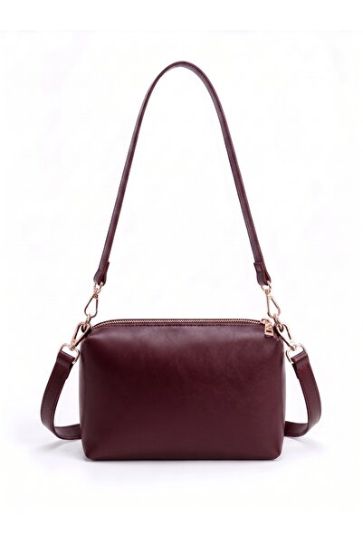 PurpleART Women's Burgundy Zippered Adjustable Strap Shoulder and Crossbody B...