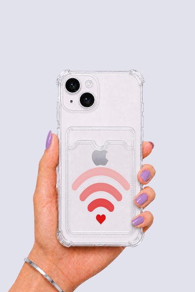 OEM iPhone 13 Love Signal Patterned Case with Card Holder - Eterna7167-8054