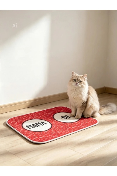 KEDİ VE KÖPEK MAMA ALTLIGI EVCİL HAYVAN BESLENME MATI KOLAY TEMİZLENİR YIKANABİLİR