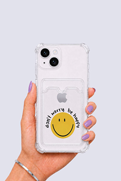 iPhone 13 Kartlıklı Gülücük Desenli Kılıf - VERAH19365-8781