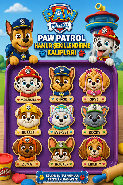 Paw Patrol Temalı Hamur Şekillendirme Kalıpları 6cm