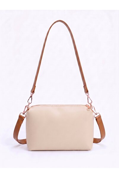 PurpleART Women's Cream Tan Zippered Adjustable Strap Shoulder and Crossbody ...