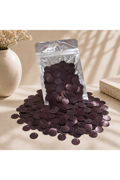 velanee Bordo Mürdüm Saten Görünümlü Yuvarlak Plastik Pul 20 mm – 150 Adet,De...