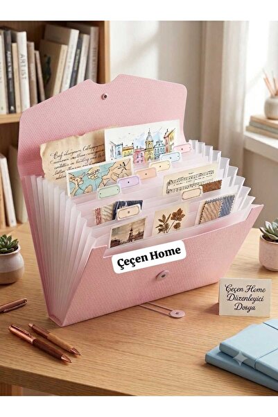 ÇEÇEN HOME Dosar cu 12 compartimente, tip acordeon, pentru documente A4, cu e...