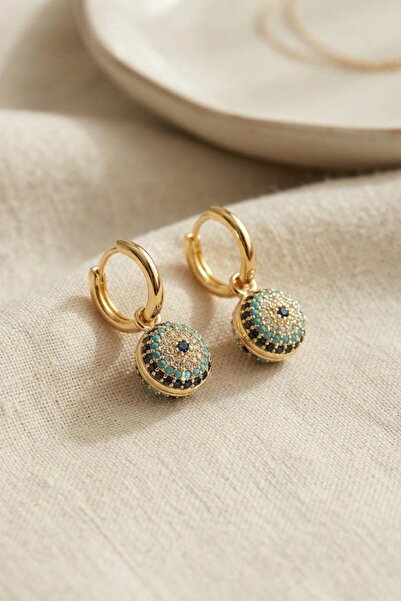 BUTİK AYVİTRİN Zircon Stone Evil Eye Model Women's Earrings