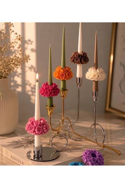 SCA CANDLE Dekoratif mum Çiçekli Desenli Toptlam 10'lu Set
