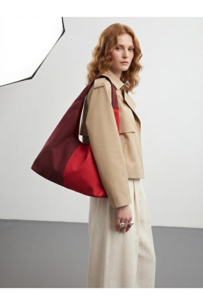 LUNAFEL Burgundy Red Fabric Tote Bag - Waterproof Fabric - Women's Hand and S...