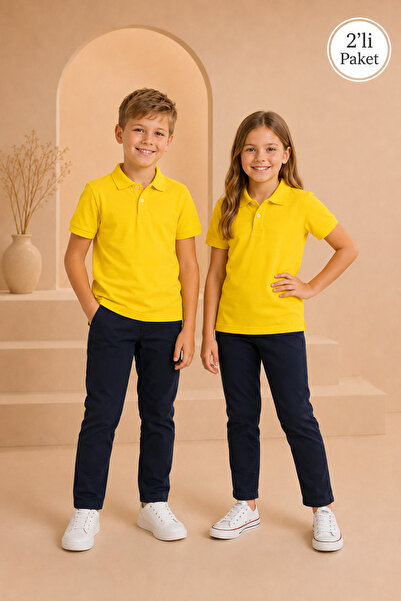 Loule Children's Unisex 2-Piece Short Sleeve Polo Collar T-Shirt 100% Cotton ...