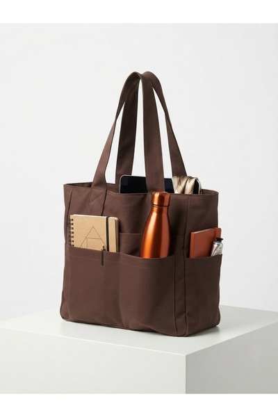 LUNAFEL Brown Multi-Pocket Tote Mother Baby School Shoulder Bag - Large Size ...