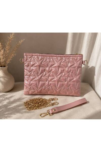 todays co Pink Hand and Shoulder Bag with Starry Adjustable Strap
