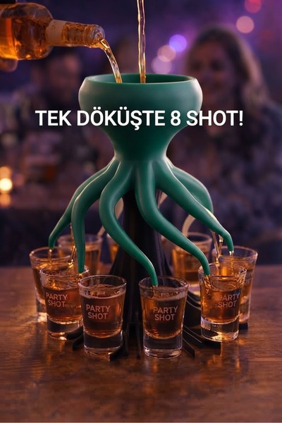 8’li ahtapot tasarımlı bardak & shot doldurucu