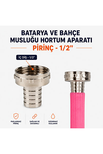 CinaMax Bahçe Musluğu ve Batarya Hortum Aparatı Pirinç Rekor İç Dişli 1/2"