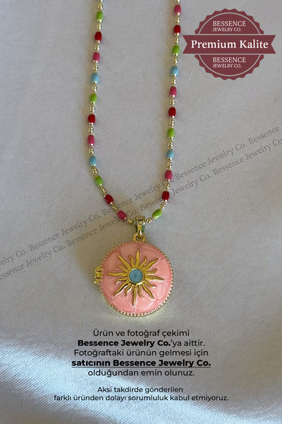 BESSENCE JEWELRY CO. Xuping 14K Gold VIP Renkli Boncuklu Zincir Kapaklı Güneş...