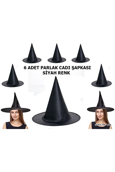 ZERO LAND Zngzrmll Black Color Shiny Dralon Witch Hat Adult and Child Compati...