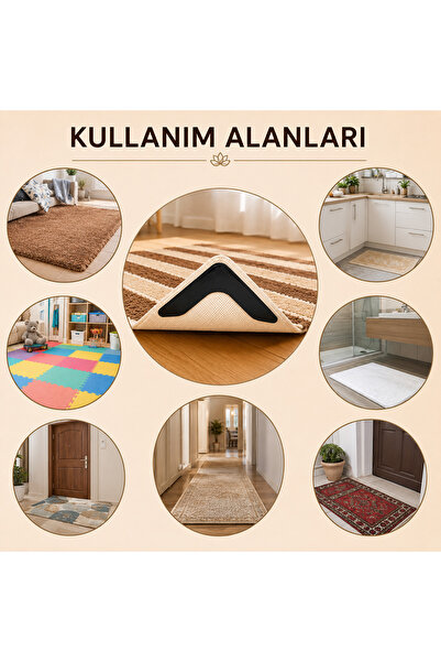 HİROS'H 4 Adet Kaydırmaz Halı Bandı Halı Tutucu Kaydırmaz Bant