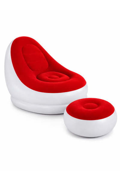 Dessa Inflatable Armchair with Stool – 2 Piece Set, 87 x 74 cm, Red