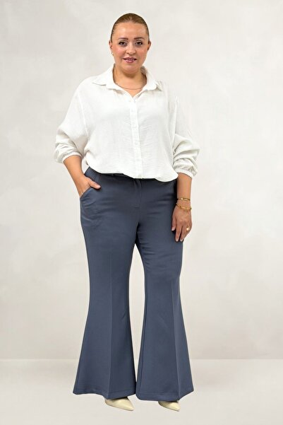 Eslina 29031 Plus Size Spanish Flare Pants - Anthracite