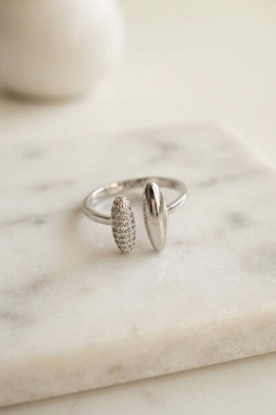Inure Jewelry Silver Color Oval Tip Double Sided Open Women's Ring