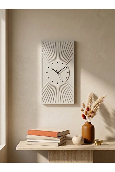 KAVELD Minimalist Duvar Saati - Güneş Işınları Motifli Dekoratif Taş Duvar Sa...