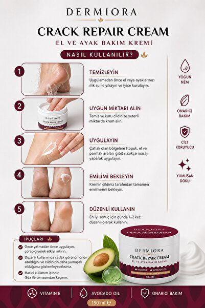 Dermiora El Ayak ve Topuk Çatlak Bakım Kremi 150 ml