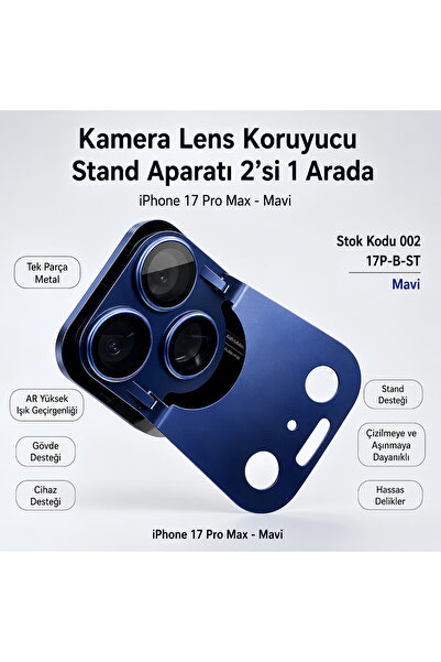 QUSCHU iPhone 17 Promax Compatible Sapphire Camera Lens Protector with Stand ...