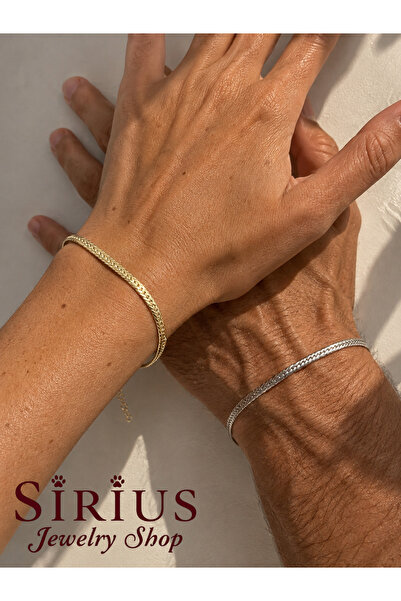 sirius jewelry 925 Gümüş | Örgü Zincir Bileklik Unisex (1 Adet )
