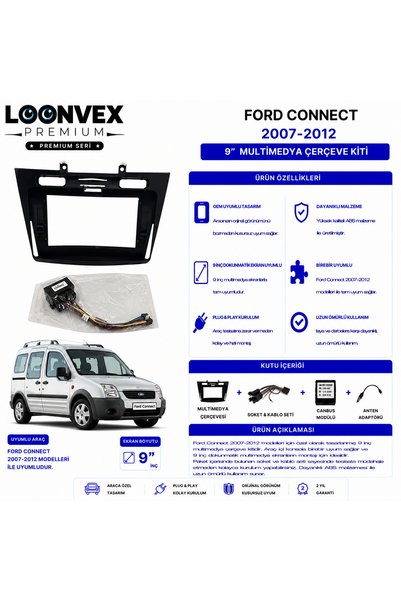 LOONVEX Premium Ford Connect 2007-2012 9 Inch Multimedia Frame and Mounting Kit