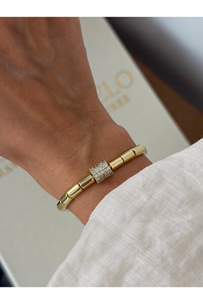 Lavian Accessories 14K Görünümlü Bone Taşlı Premium Gold Bileklik