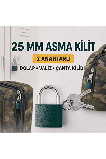 Vi Caro Dolap, Valiz, Bavul, Çanta ve Yurt Kilidi 25 mm Asma Kilit 2 Anahtarlı