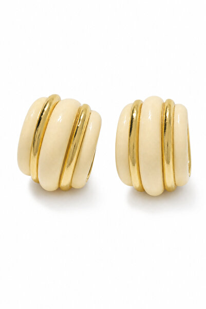 Jack Ferrero Yellow Detailed Cream Color Modern Design Women's Bijouterie Ear...