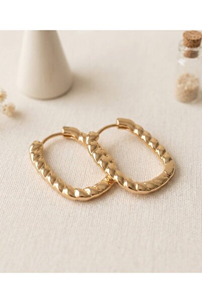 Archhazel Jewelery Rose Steel Twisted Oval Hoop Earrings