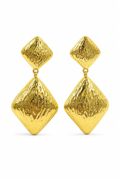 Jack Ferrero Xuping Brand Dangle Diamond Pattern Shiny Yellow Bijoux Earrings
