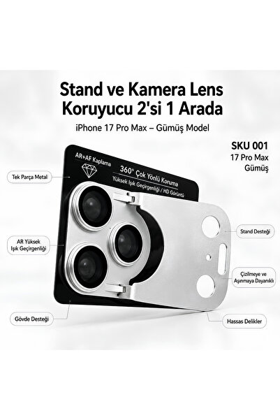 QUSCHU iPhone 17 Promax Compatible Sapphire Camera Lens Protector with Stand ...