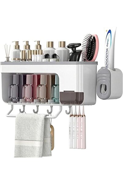 GENERAL Lind Toothbrush Holder with 4 Cups and Automatic Toothpaste Dispenser...