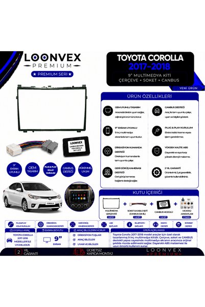 LOONVEX Premium Toyota Corolla 2017-2018 9 Inch Multimedia Frame and Mounting...