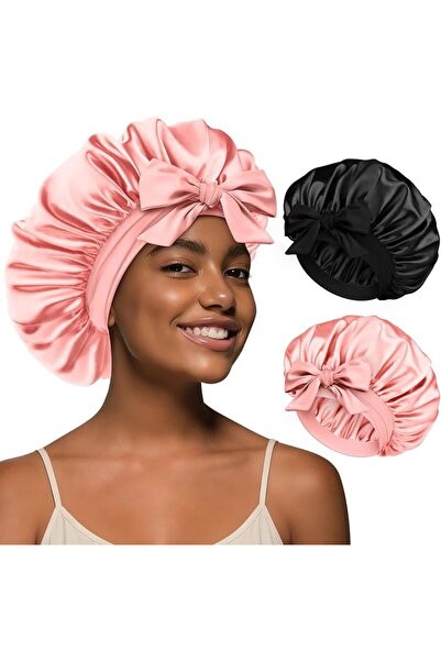 GENERAL Silk Bonnet for Women Satin Sleep Cap Large Size Elastic Band for Cur...