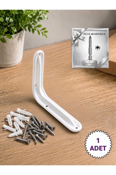 NEXTRA Raf Altı Ayak Raf Tutucu L Demir 11 X 14 Cm Beyaz Montaj Aparatı (1 Adet)