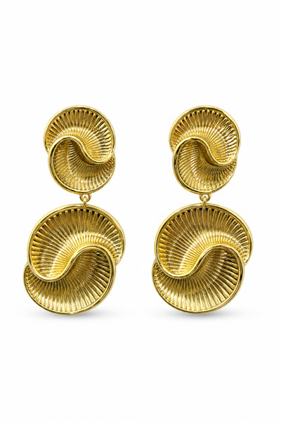 Jack Ferrero Yellow Color Wavy Design Dangle Bijoux Earrings for Women