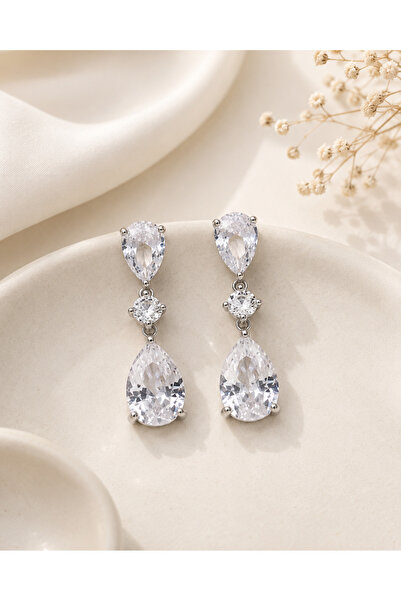 Archhazel Jewelery Silver Color Drop Stone Dangle Earrings – Sparkling Evenin...