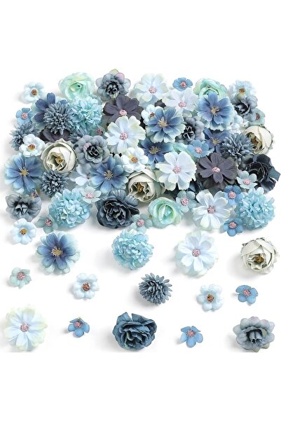 TERRIFI Purple Color Artificial Flower Heads Set Silk Flower Mix for Craft Ma...