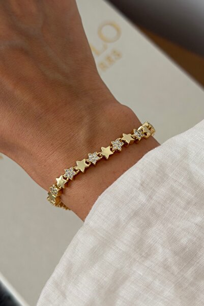 Lavian Accessories 14K Rengi Yıldız Sıralı Bileklik