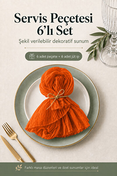 Soft Kare Özel Günler İçin Bohem Yemek Servis Peçetesi 6’lı Set – 40×40 cm