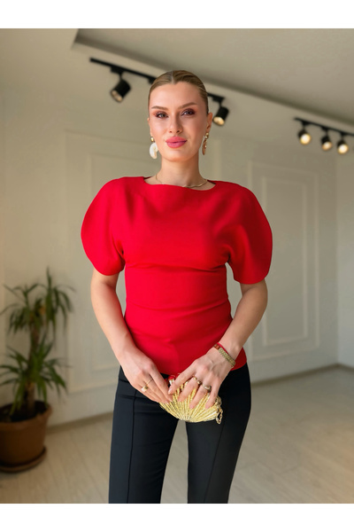 Store Asymmetrical Balloon Sleeve Blouse