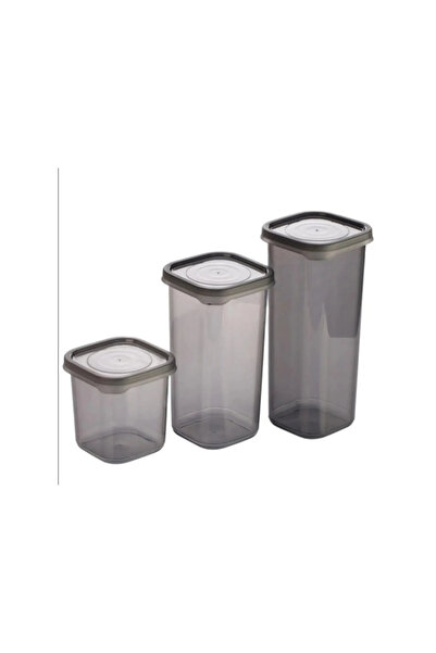 pınaxar 3 Pieces, 3 Sizes, Black Translucent Plastic Storage Container with L...